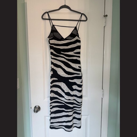 ZARA Zebra Print Bodycon Slip Dress Size S - Picture 2 of 2